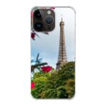 Eiffel Tower behind flowers